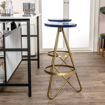 Spiroa 30" Modern Industrial Metal Backless Circular Bar Stool - JONATHAN Y